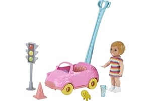Barbie Famille Skipper Baby-Sitter Coffret Voiture avec Mini-poupée Fille, feu Tricolore et Accessoires, Jouet pour Enfant, GRP17