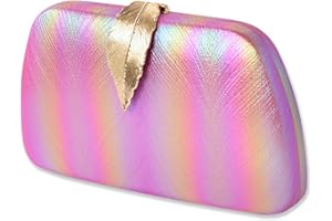 CORIOS Sac de Soirée pour Femme Pochette à Boucle de Feuille Sacs Fourre-Tout de Chaîne Sacs à Main D'épaule de Mariée Embrayage Sac à Bandoulière pour Fête Banquet Mariage Rose