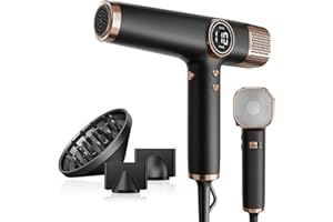 Faszin Hair Dryer, Lightweight Hairdryer with 110,000 RPM High Speed Motor for Fast Drying, 200 Million Ionic Hairdryers for Women & Men, Low Noise Hair Dryers, with 3 Magnetic Nozzle