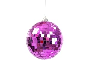 JALUNIVERSAL TRI Mirror Disco Ball (PURPLE)- 15.2cm / 6" Glitterball, sourcing map Mirror Ball for Ideal Party, Wedding, Birthday, DJ Club Stage, Dance Decoration, Silver Mirror Surface, Comes with Hanging Strap