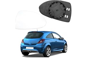 Opaltool Vetro Dello Specchietto Retrovisore Esterno Riscaldato per Opel Corsa D E, Destra Vetro Specchietto Retrovisore Riscaldabile con Piastra di Supporto