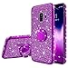 Produktbild Kompatibel mit Galaxy S9 Glitzer Hülle Schutzhülle Case Überzug Sparkle Bling Glänzend Soft Flex Durchsichtig TPU SilikonHülle + Strass Diamant Ring Halterung Hülle Tasche für Galaxy S9,Lila