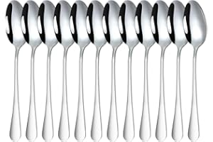 DAFENCAR Cuillère, 12pcs Cuillère à Dessert, 19.2cm Cuillère Facile à Nettoyer, Cuillere a Dessert pour Lave Vaisselle, Cuillère à Dessert pour Thé, Café, Dessert, Apéritif, Restaurant, Bistro, Café