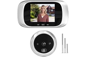 OKJHFD Visionneuse De Porte Numérique LED, Sonnette Vidéo LCD écran Couleur HD, Visionneuse De Porte Judas Numérique à 90 Degrés(Argent)