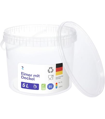 20 Liter Eimer 5x Mit Deckel - Lebensmittelecht, Aus PP, Weiß, Perfekt Zum Lagern & Transportieren Aufbewahrungseimer Für Lebensmittel 20 Liter Eimer 5x Mit Deckel - Lebensmittelecht, Aus PP, Weiß, Perfekt Zum Lagern & Transportieren Aufbewahrungseimer Für Lebensmittel