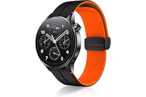KeeFos 22MM Pasek kompatybilny z Xiaomi Watch S1 Pro/Watch S1 / Watch S1 Active/Mi Watch, dwukolorowy miękki silikonowy pasek sportowy do HUAWEI WATCH Ultimate/Watch Buds - czarny