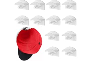 MEYDLL Crochets de Chapeaux Support Mural, 12 Pièces Adhésifs Crochets Muraux pour Chapeaux Support pour Casquettes de Baseball, Sac à Main, Écharpes (Blanc)