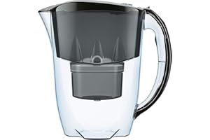 ‎AQUAPHOR AQUAPHOR Wasserfilter Jasper Schwarz inkl. 1 MAXFOR+ Filter I Reduziert Kalk & Chlor I Karaffe für 2,8l I Tischwasserfilter I Passt in die Kühlschranktür