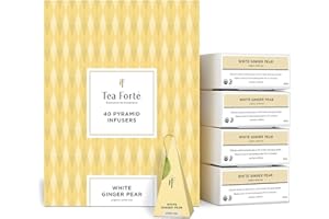 Tea Forte White Ginger Pear | Pack of 40 Infusion Pyramids | White Organic Tea