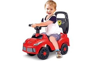 Balakaka 2025 Upgrade Kids Ride On Car with Steering Wheel 21.5×50×33 cm, Foot to Floor Slider Toddler Car with Working Horn, Ride on Toys for 1-3 Year Old Boys Girls,Red