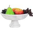 Radicaln Marble Fruit Bowl White 10" Handmade Fruit Holder – Table & Kitchen Counter Décor, Decorative Fruit Dish, Kitchen Accessories