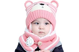 NLAND Chapeau Echarpe Enfant Hiver Bébé Bonnet Tricoté Chaud Chapeaux pour Filles Garçons 6-24 Mois