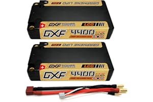 DXF 2 Paquetes de batería RC lipo 7.6v, 2s1p, 4400 mAh, Golden NGP LCG Descarga 140c, Conector 5.0 mm Bullet a Deans t Macho para 1/8 y 1/10 Team Associated, Duratrax. bateria lipo 7.6v, LiPo 2S