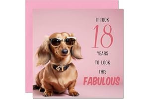 PURPLE FOX Zabawna kartka na 18. urodziny dla kobiet - bajeczny jamnik - zabawna kartka urodzinowa dla kobiet w wieku 18 lat osiemnasta, osiemnasta przyjaciółka dziewczyny mama siostra ciocia siostrzenica córka
