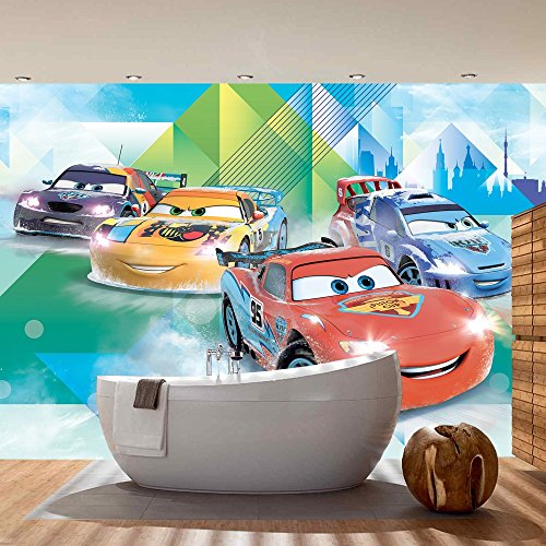 Vlies Fototapete PREMIUM PLUS Wand Foto Tapete Wand Bild Vliestapete – Disney Pixar Cars Kindertapete Lightning McQueen – no. 2151, Größe: 254 x 184 cm Vlies - 7