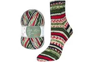 WOLLDEALER 24 Christmas Sockenwolle von Rellana, Edition 2024, 100 g/420m,mit und ohne Glitzer wählbar, (Fb. 2804 ohne Glitzer)