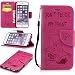 Produktbild Lonchee iPhone 6 6S (4,7 Zoll) Wallet Tasche Brieftasche Schutzhülle , geprägten Prägung Muster Design Hochwertige PU Leder Folio Tasche Case Hülle im Bookstyle mit Standfunktion Kredit Kartenfächer Abnehmbare Handschlaufe(Rose Red Kettensäge Bär)
