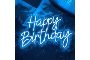 HFHUNGKEONG Décoration murale néon à LED Happy Birthday pour fête d'anniversaire chambre bar décoration d'intérieur cadeau pour la famille les amis et les enfants à intensité 43,2 x 25,4 cm (B-bleu glacier)