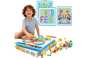 ITODA Jeu d'emboîtement Mosaïque Jouets Educatifs pour Enfants DIY Jouets Créatifs Puzzle Colorée Garçons Filles Mosaïque à Emboîter 295 pièces Briques Jeu de Construction Cadeau Anniversaire
