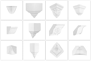 HEXIM PERFECT Universelle Eck- und Zwischenstücke aus PU - Zubehör Stuck hart und stoßfest - (E3014-1 - Innenecke für Leisten bis max. 210mm) Elemente Komponente Deckenleiste