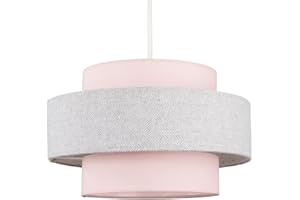 MiniSun | Modern Ceiling Light Shade in a Pink and Grey Herringbone Finish | Pendant Lights, Home Décor & Improvement Essential | 300mm Shade Width