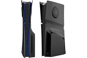 Replacement Side Shell Plate for PS5 Pro, arVin Front & Back Cover Face Plate with Cooling Vent for Playstation 5 Pro Disc Version, Dustproof Faceplate ABD Case (Black)