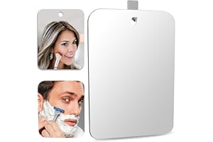 DFLLLO Espejo de Ducha Grande de Lujo, Espejo de Afeitado sin Niebla (12 x 8 Pulgadas), Espejo de Afeitado antivaho, Espejo para Colgar en la Pared, Espejos de baño con 1 Gancho