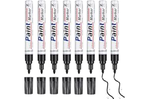 HHBDY Pennarello Indelebile Nero Punta Grossa 8 Pezzi Pennarello Nero per Tessuti Pennarelli Neri Punta Grossa Lmpermeabile Asciugatura Rapida Senza Sbavature per Metallo, Legno, Vetro e Altre Superfici
