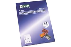 D.RECT, Feuilles pour Plastifieuse A4 | Papier Plastifieuse | Laminating Pouches A4 | Feuille a Laminer | Transparent | Film Plastifié Brillant A4 100 Microns |100 Feuilles 008645