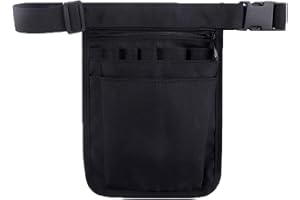 OYUUJII Krankenschwester Tasche,Krankenschwester Gürteltasche Arbeit mit Verstellbarem Gürtel und Mehreren Fächern,Nurse Pflege Zubehör Gürteltasche Einzelhandel Werkzeugtasche für Pflegekräfte(Schwarz)