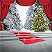 Produktbild LB Vinyl Roter schwerer Vorhang und Weihnachtsbaum Backdrops 7X7ft / 210x210cm Fotografie Hintergründe für Studio / Professionelle Fotografie und Foto Requisiten Dekoration für Paty / Bühne SDX725