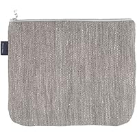 Große Kosmetiktasche Grau Leinen Kulturbeutel - 100% Leinen Schminktasche - Natürliche Leinwand Make-up Tasche | Handgefertigte durch ThingStore