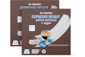 by Amazon Cápsulas de café descafeinado compatibles con Nespresso, tueste medio, 100 Unidad, 2 Paquetes de 50 - Certificado R