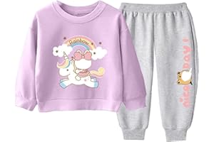 TiaoBug Conjunto de Chándal para Niñas Camiseta Deportiva de Manga Larga con Estampado y Pantalones Largo de Cintura Elástica Ropa Informal 1-10 Años