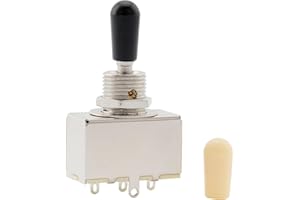 Musiclily Métrica Selector de Pastillas Estilo Caja Toggle Switch 3 Posiciones para Guitarra Eléctrica tipo Les Paul, Botonera Negro