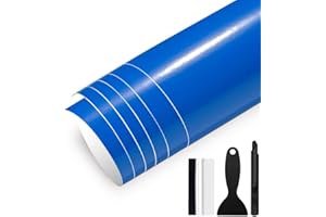 GRTHTATI 30cm x 150cm Gloss White Vinyl Wrap for Car Interior & Exterior Self Adhesive Bubble-Free Vinyl Film for Automotive, Motorcycle, Bike (Gloss Blue, 30cm x 150cm)