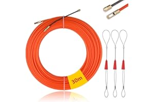 Mis.Moon Sonda Elettricista 30M, Sonda Passacavi, Sonda Tiracavi con 3 Molla di Guida, Sonda Spiralata Acciaio Inox, Sonda Tiracavi Cavo, Ø 4 mm (Arancione)