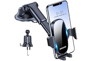 Miracase 【4-en-1】 Support Telephone Voiture, Porte Telephone Voiture Ventouse pour Tableau de Bord & Pare-Brise & Sortie d'air & Bureau Compatible avec Tous Les Smartphones 4.0''-7.0''