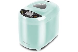 Elite Gourmet EBM8103M Programmable Bread Maker Machine 3 Loaf Sizes, 19 Menu Functions Gluten Free White Wheat Rye French and more, 2 Lbs, Mint