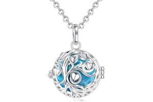 AEONSLOVE Collier Bola Grossesse Pendentif Arbre de Vie Collier Musique Carillon Bell pour Femmes Enceinte Bébé, Cadeau Original de Noël Anniversaire, Chaîne 114cm