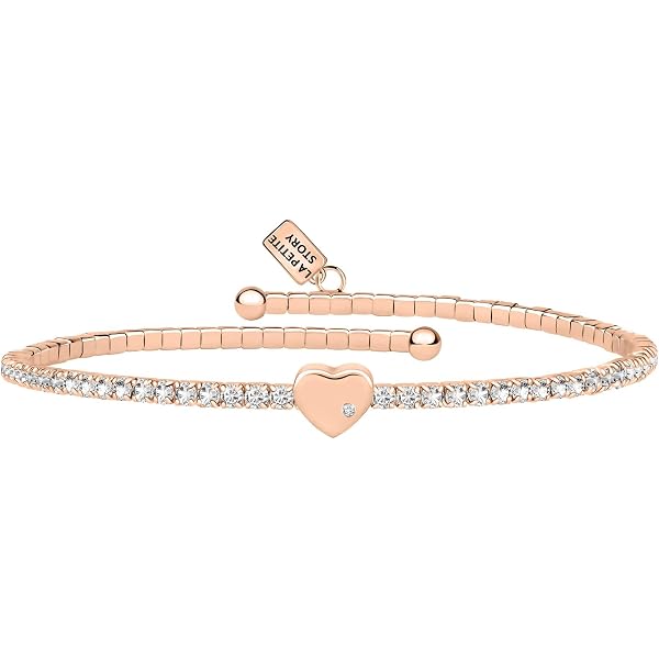 La Petite Story bracciale tennis dorato donna in acciaio, cristalli