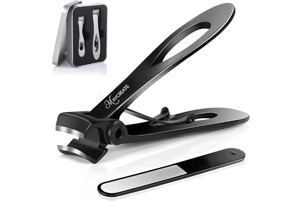 MAYCREATE Nail Cutter for Men Toe Nail Cutter for Thick Nails Cutting Clipper Trimmer Women Wide-Opening Sharp Jaws Stainless Steel Large Clippers Set with File