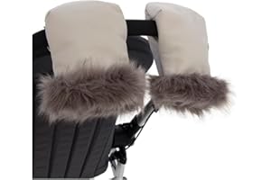 Manoplas Carrito Bebé Rosy Fuentes- Con Forro Polar Interior - Guantes para Carro Bebé - Tejido Suave y Agradable - Manoplas Carro Bebé Universales 0-gris