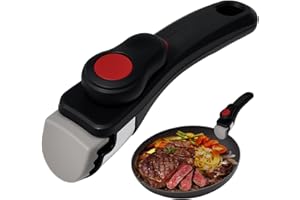 Byfoyif Poignée Casserole Amovible Clipsable, Poignée Amovible Universelle pour Poêle, Manche Poêle Universelle avec Bouche Denté, Manche Amovible Casserole Support 5KG, pour Cuisine Restaurant Hôtel