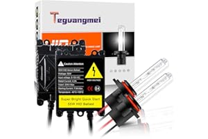 Teguangmei HB4/9006 55W Car HID Xenon Conversion Kit 6000K Xenon White Headlight Bulbs + 2Pcs 55W AC Ultra Slim Quick Start HID Ballasts Replace for Car Vehicles Headlight High/Low Beam Xenon Kit