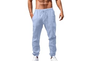 GENERIC Pantalon en Lin pour Homme, Pantalon D'éTé DéContracté avec Poches, Pantalon De Sport Jogging Yoga Pantalon Baggy Taille Elastique Pantalons Large Respirant, Pantalon LéGer Confortable Plage
