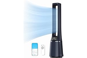 Midea MFP-120i (BL) wentylator kolumnowy 2 w 1, cichy, 38 dB, oczyszczacz powietrza, H13, True HEPA na wyświetlaczu LED 47,6 ㎡, pilot zdalnego sterowania, oscylacja, timer 12 h, kompatybilny z