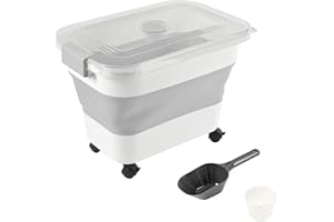 Love Story, Contenitore per crocchette retrattile 20L con paletta 44,8 x 28,3 x 28,1 cm Bianco Grigio