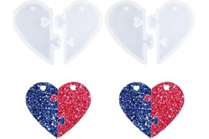Nifocc Molde de Silicona en Forma de corazón con Llavero de Resina epoxi moldes de Resina epoxi para Amantes de la Forma de corazón moldes fundición con Agujero para Hacer Joyas llaveros Manualidades