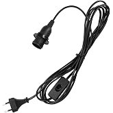 Cable Con Portalámparas E14 E Interruptor - 3,5 Metros Con Enchufe Europeo (Negro) World-trading-net